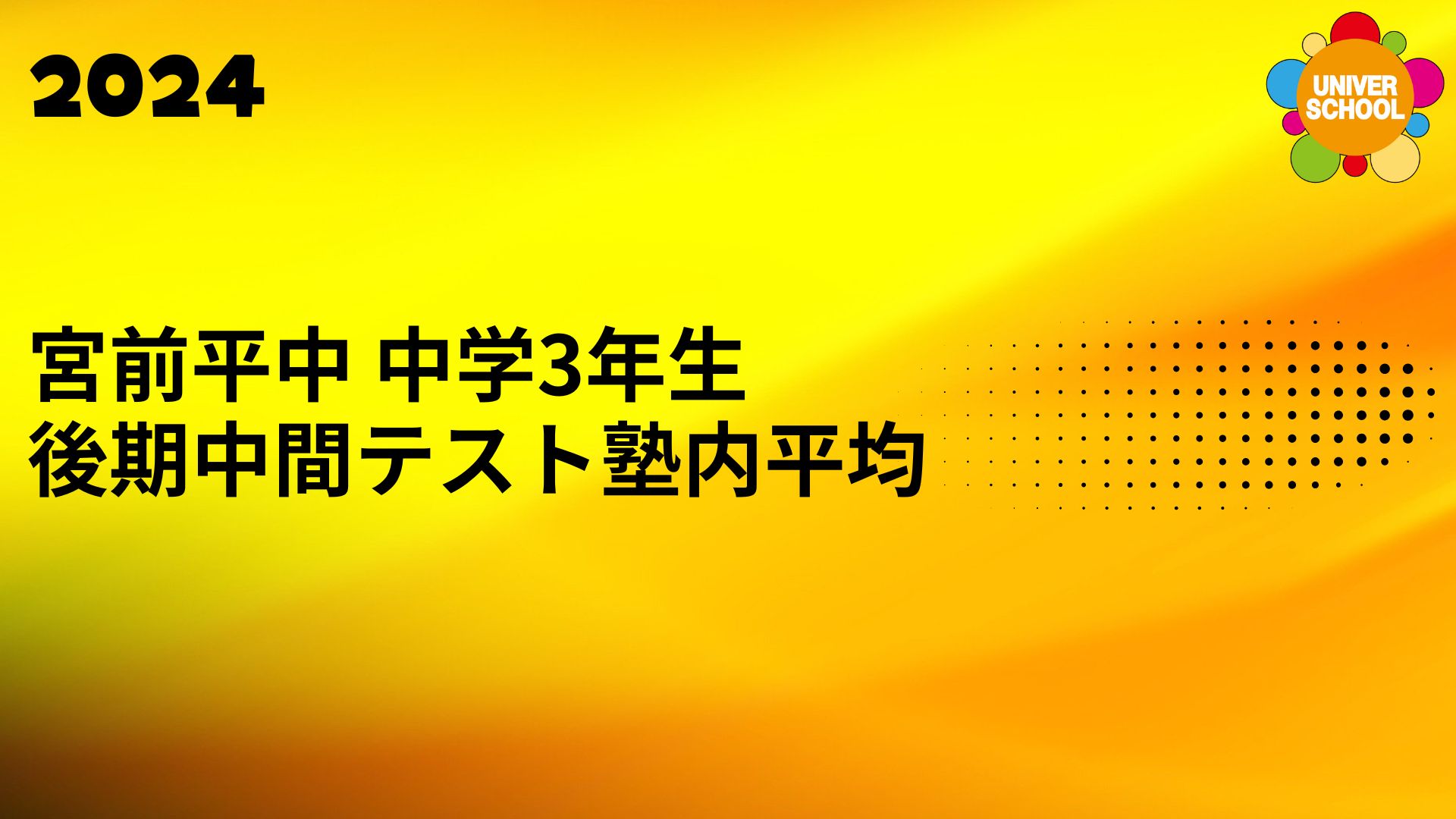 宮前平中、中学3年生、後期中間テスト塾内平均。